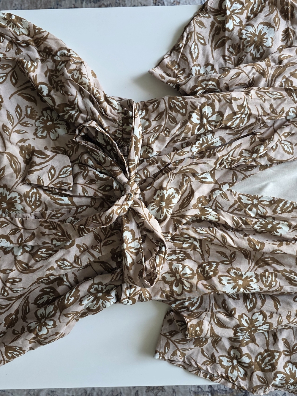 Baltic Born Beige and Brown Floral Tie-Front Jumpsuit Connor Romper
